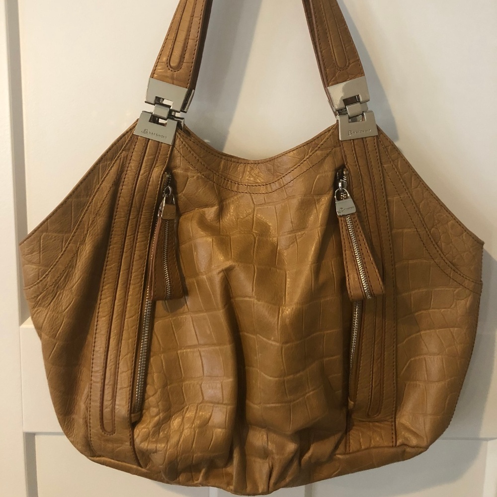B Makowsky Crocodile/Alligator Shoulder Hobo Bag